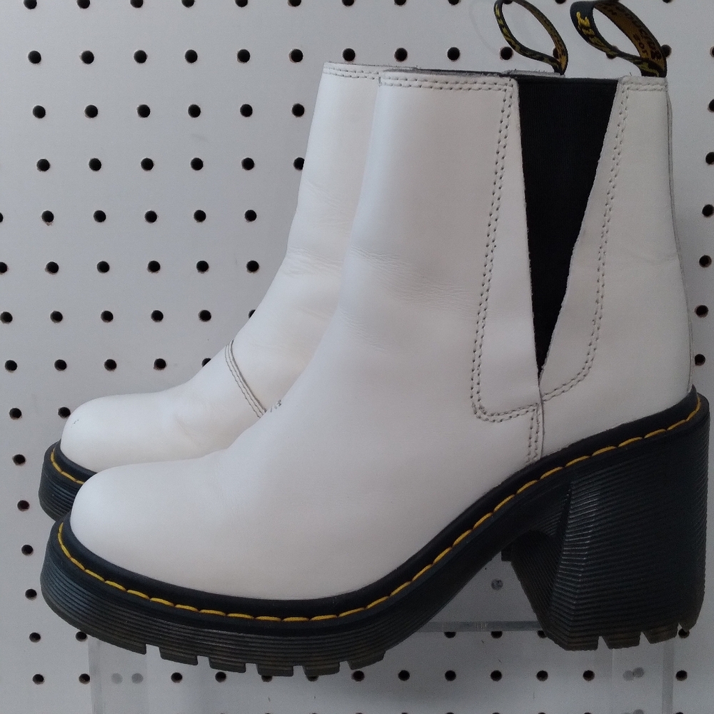 Dr. Martens White Ankle Boots with Black Soles - Picture 2 of 11